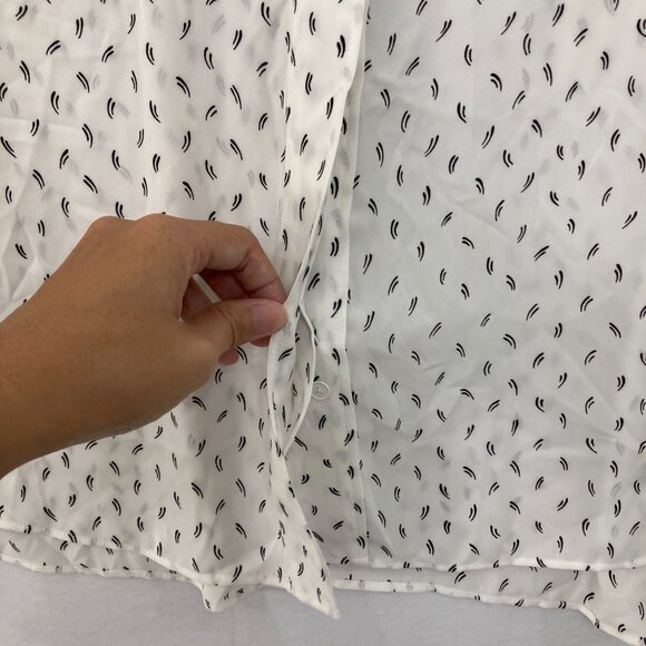 Ann Taylor  XXL Black White Polka Dot Soft Flowy Long Sleeve Button Up Office - Picture 4 of 9